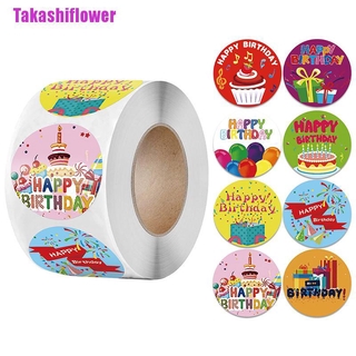 Cuộn 500 Nhãn Dán Trang Trí Sổ Lưu Niệm Sinh Nhật Hình Chữ Happy Birthday Takashiflower