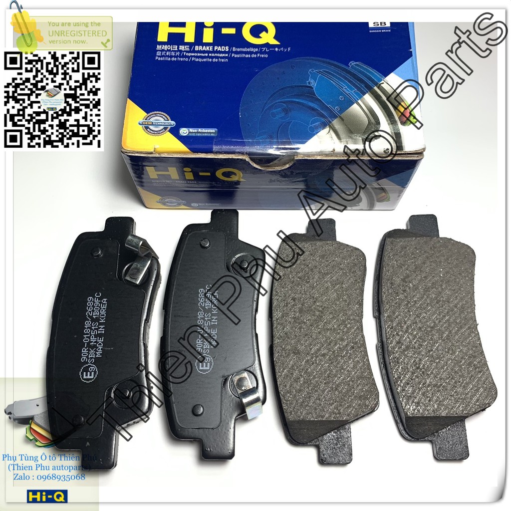 Má phanh chính hãng Hi-Q cho Tucson sau  + Accent SPORTAGE - Bố thắng sau.OEM Brake Pad: 58302-D3A00