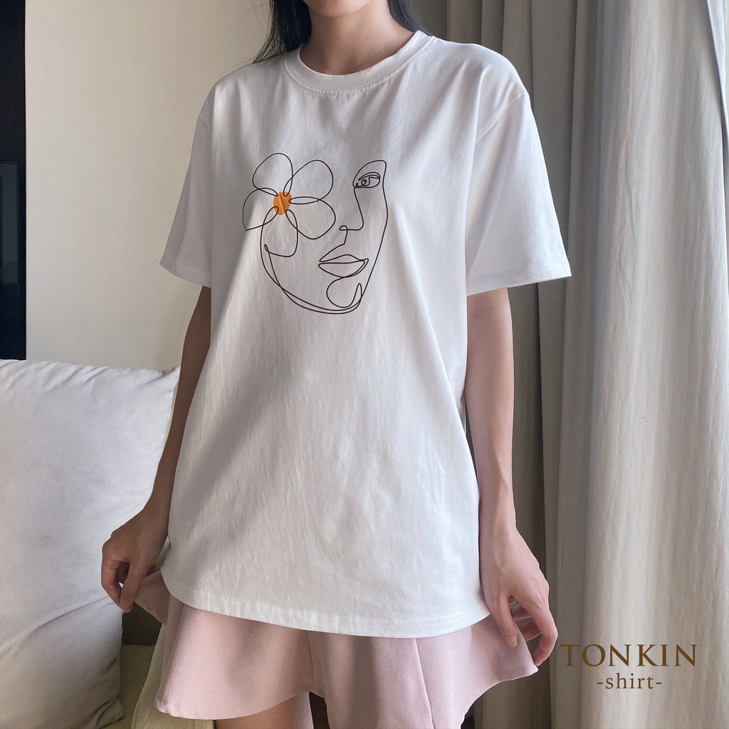 [Ảnh thật kèm video] Áo phông cotton chất mịn mát hình Mặt Hoa Tonkin shirt