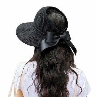 Mũ cói rộng vành có nơ gấp gọn tự nhiên cao cấp đóng gói hộp to không bị hỏng form