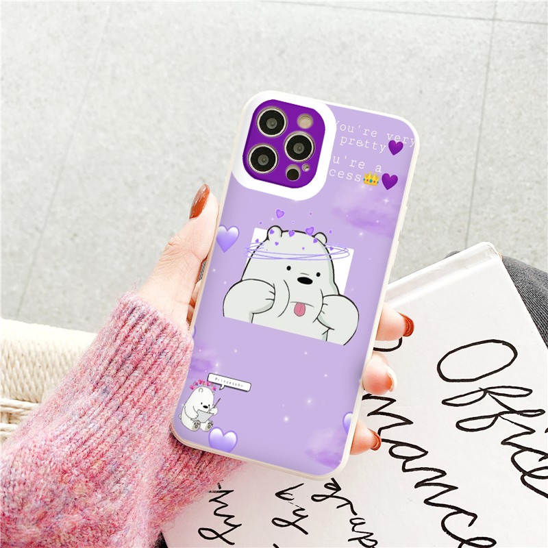 Ốp lưng iphone gấu bự tím viền vuông bảo vệ camera ốp iphone6/6plus/6s/6splus/7/7plus/8/8plus/x/xr/xs/11/12/13/pro/ma