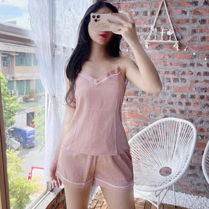 Bộ Pijama nữ MADELA quần ngắn áo hai dây lụa Hàn Cao Cấp Bộ ngủ nữ mặc nhà 2 dây lụa ngắn nhiều màu-SN07