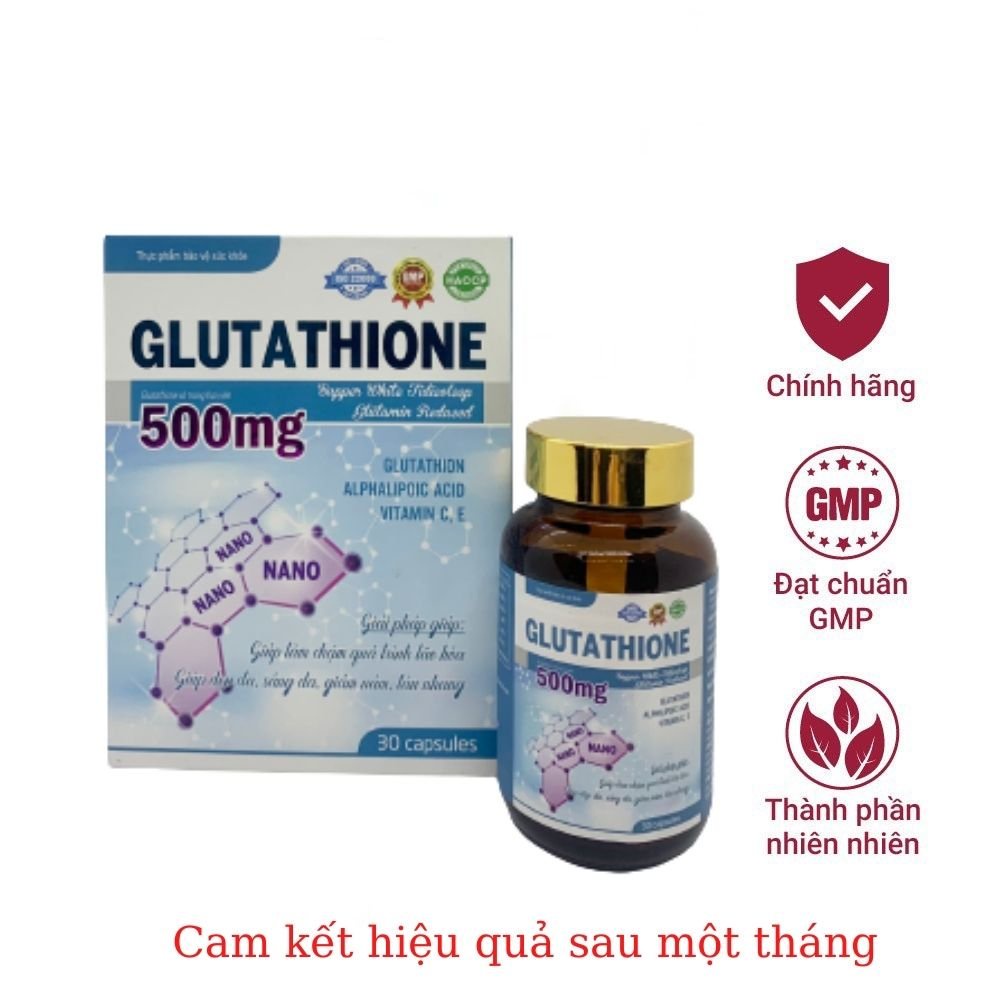 Hỗ trợ làm đẹp sáng mịn da và giảm nám da sau 30 ngày với Glutathione 500mg (TẶNG KÈM 5 MASK)