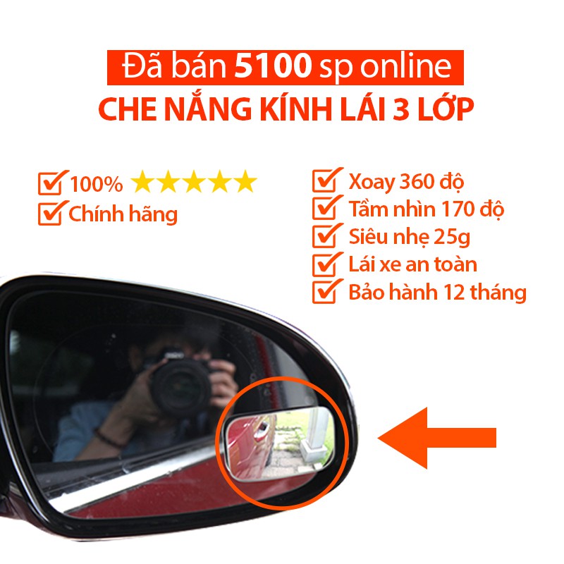 Gương Cầu Lồi Xóa Điểm Mù Ô Tô Cao Cấp - (Bộ 2 Gương)