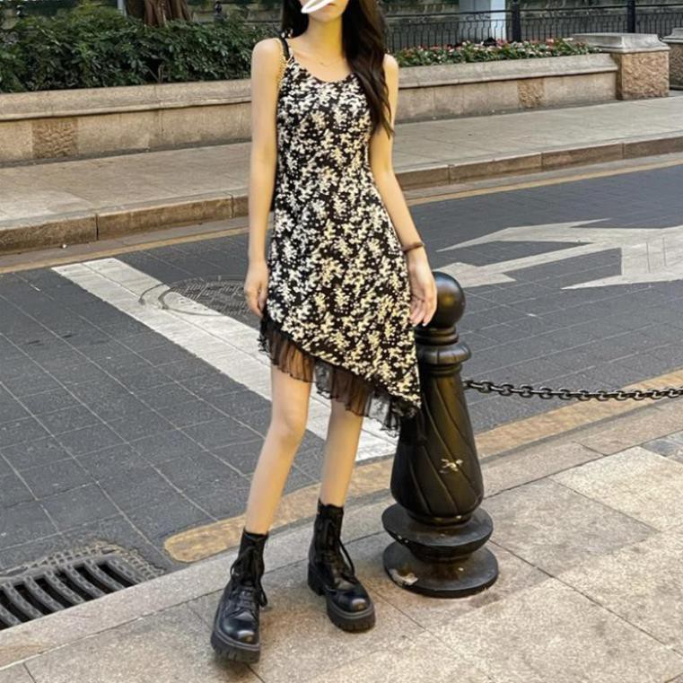 Xiaozhainv Đầm hoa 2 dây/tay ngắn thời trang quyến rũ đẹp