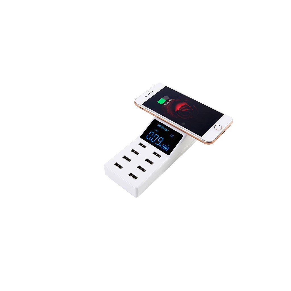 Ổ cắm sạc USB 8 cổng tích hợp màn hình LCD hiển thị điện áp và mạch bảo vệ thông minh