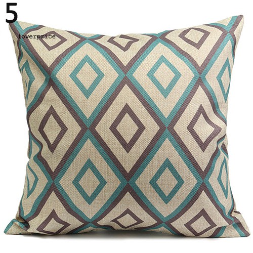 LP_Home Decor Vintage Geometric Flower Cotton Linen Throw Pillow Case Cushion Cover