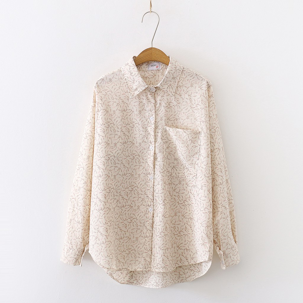 Áo Sơ Mi Voan Họa Tiết Hoa Tay Dài Phong Cách Hàn Quốc Cho Nữ | BigBuy360 - bigbuy360.vn