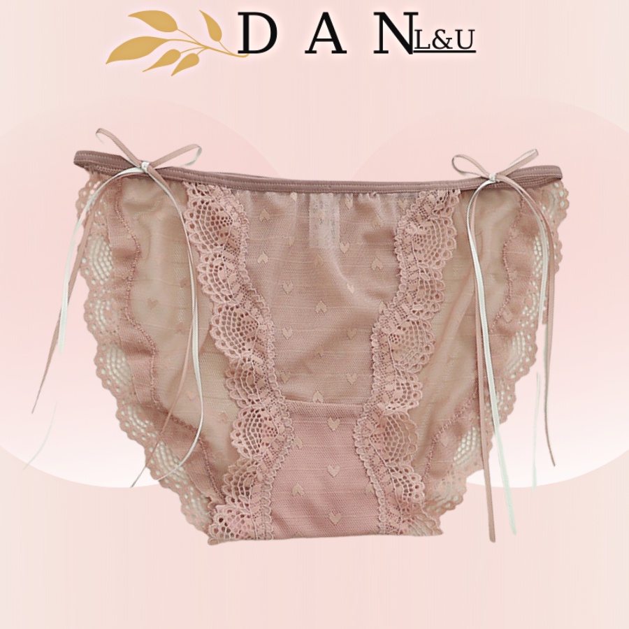 Quần Lót Ren Co Dãn Mềm Mại Họa Tiết Tim Nhỏ Xinh Xắn DAN L&amp;U 1749