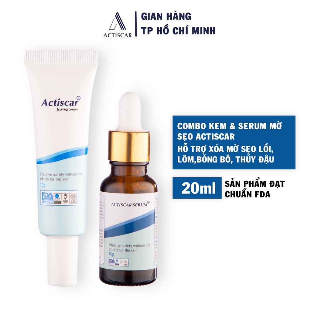 Bộ Kem & Serum xóa sẹo Actiscar làm mờ sẹo lồi, sẹo rỗ, sẹo thâm mun, sẹo lõm lâu năm nhanh chóng tại nhà
