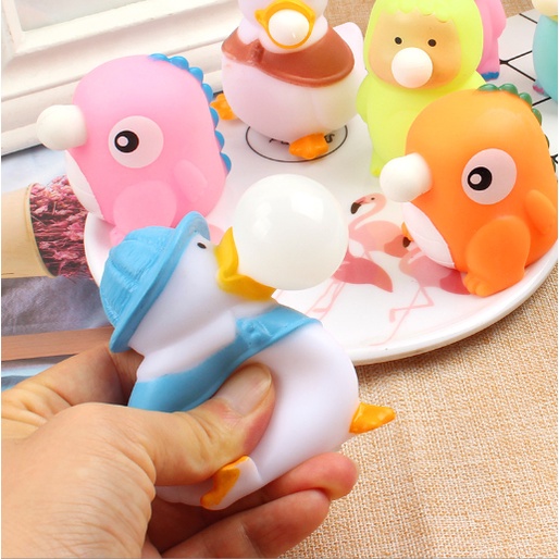 khủng long vịt thổi bong bóng bóp DCB56 bóng lười thú bóp thủ công handmade squishy toy
