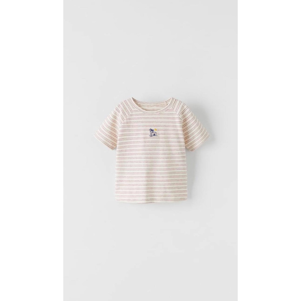 Áo thun bé trai, kẻ ngang họa tiết cây dừa, Zara tbn săn SALE sz từ 18-24m đến 4-5Y