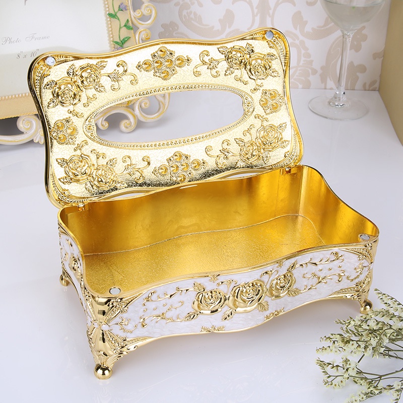 Hộp đựng giấy ăn trang trí hoa văn tinh xảo phong cách cổ điển Châu Âu