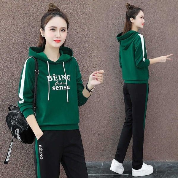 Set Áo Hoodies Có Nón Dài Tay + Quần ống rộng Thời Trang Nữ