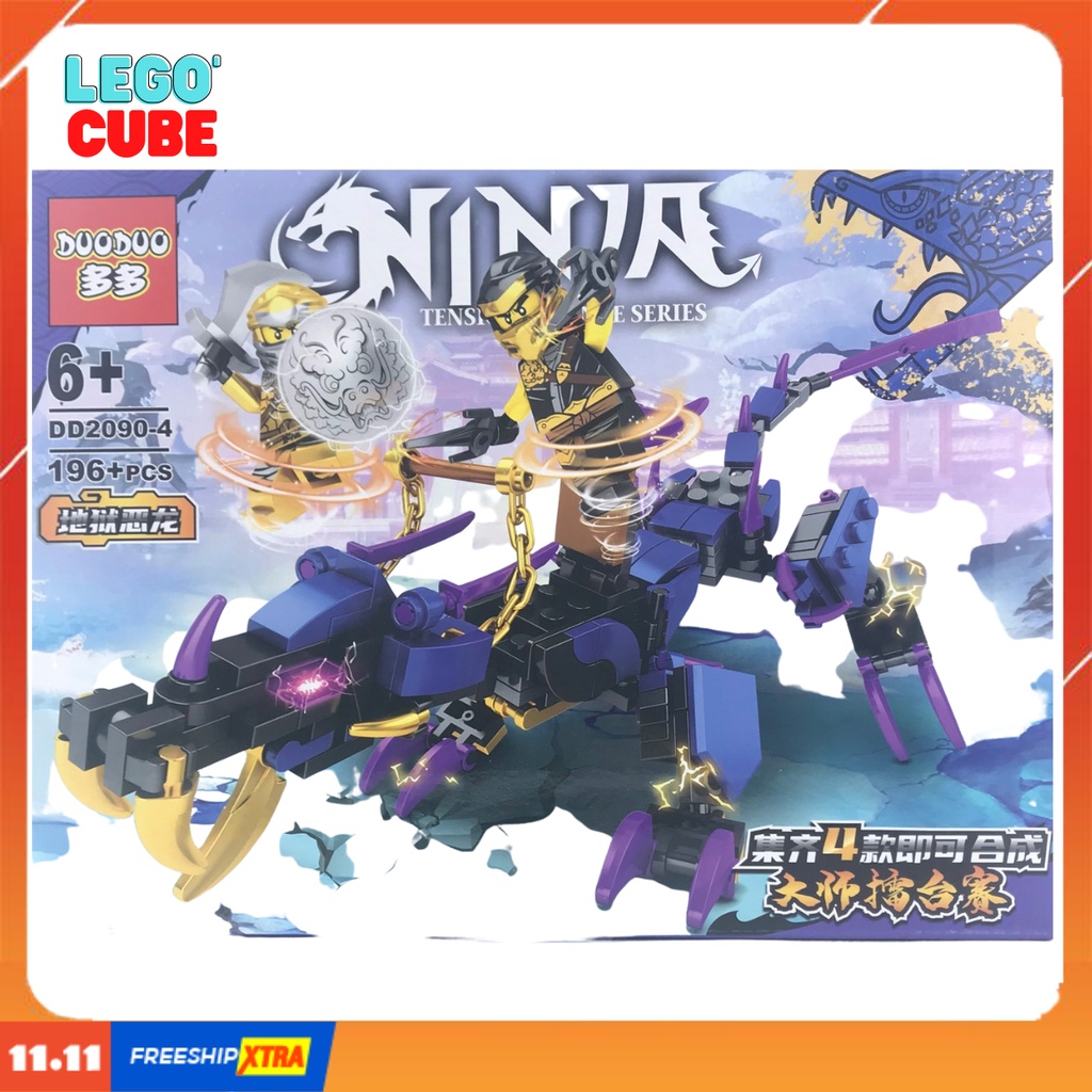 Lego Ninjago, Legocube Shop, Bộ Đồ Chơi Lắp Ráp Ninjago Rồng, Đồ Chơi Ninjago Robot 2 Trong1 Model 2090, 184-196
