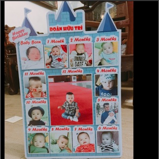 Khung hình 12 tháng 3D trang trí sinh nhật, thôi nôi