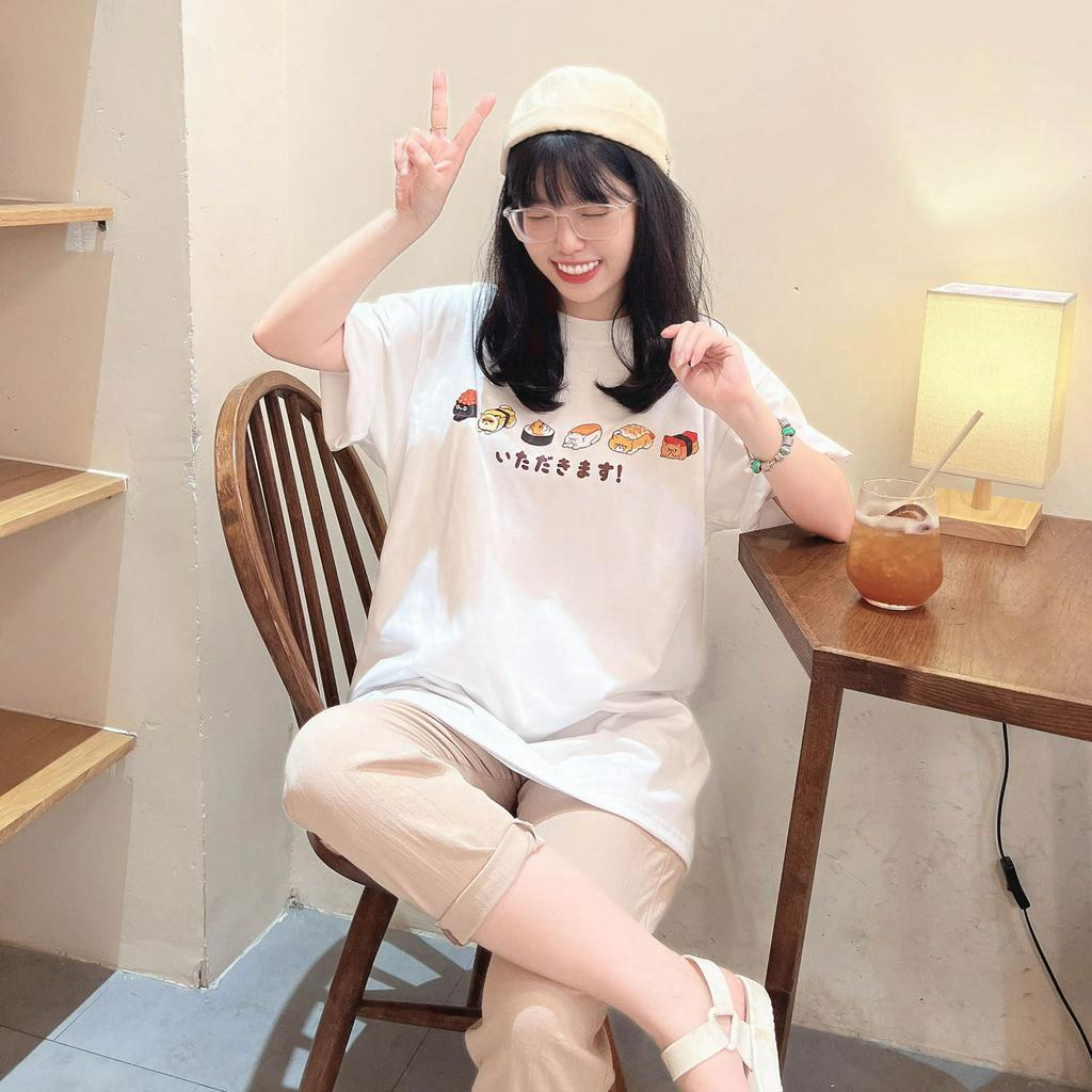Áo Thun Sushi Cat Oversized
