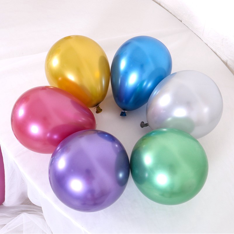 Set 100 bong bóng cao su 5 inch màu sắc lấp lánh dùng để trang trí tiệc