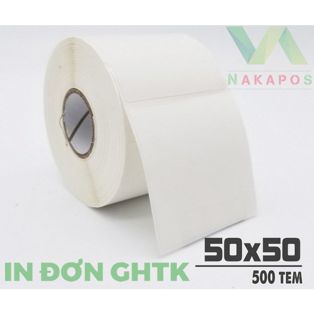Combo 10 cuộn Giấy in tem nhiệt dán nhãn, mã vạch 50x50 mm  -