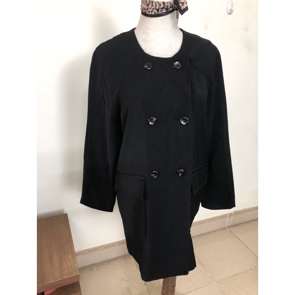 size M to L áo trench coat măngto màu đen nhánh chất xịn 2hand mới đét | BigBuy360 - bigbuy360.vn