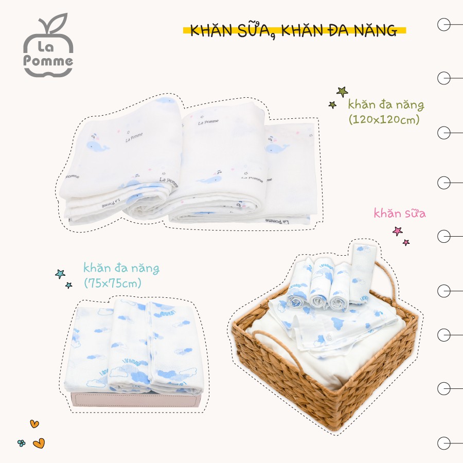 [LA POMME] SET 2 KHĂN ĐA NĂNG SỢI TRE LỤA