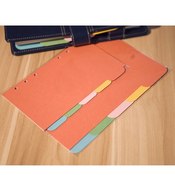 Bộ 5 tab phân trang A5/B5 màu Pastel bìa cứng, tab bìa mục sổ còng binder