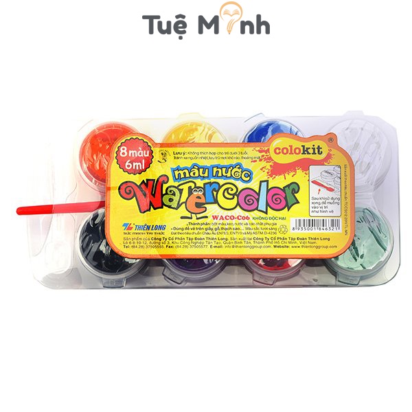 Màu nước bộ 8 màu kèm cọ tô Thiên long Colokit WACO-C06