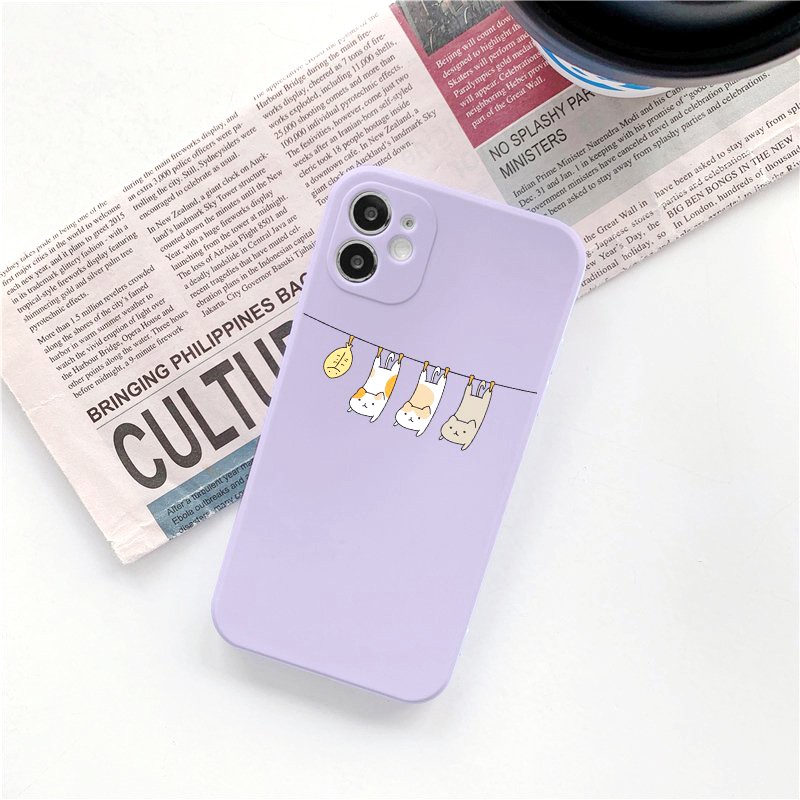 Ốp lưng iphone Phơi Mèo cạnh vuông 6/6plus/6s/6splus/7/7plus/8/8plus/x/xr/xs/11/12/13/pro/max/plus/promax