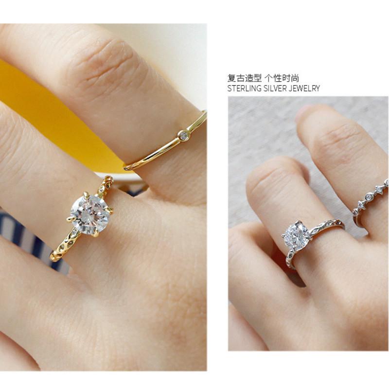 Nhẫn Mạ Bạc 925 Đính Đá Zircon Sang Trọng Cho Nữ