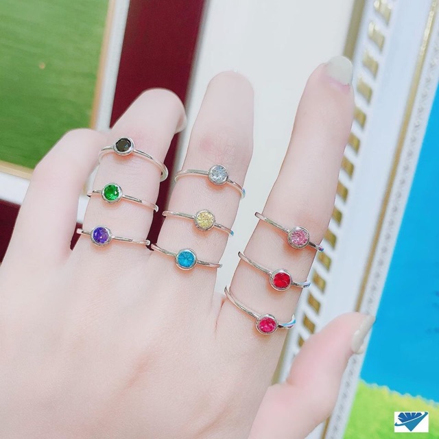 NHẪN NỮ BẠC TA - NHẪN NỮ Ổ ĐÁ NHIỀU MÀU SANG CHẢNH