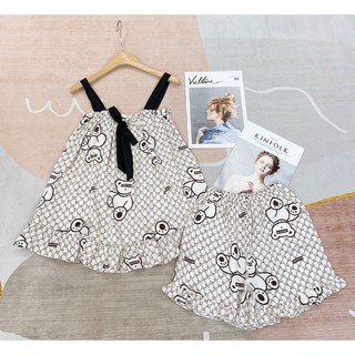 BỘ PIJAMA LỤA SATIN ĐÙI IN 3D MS 1101