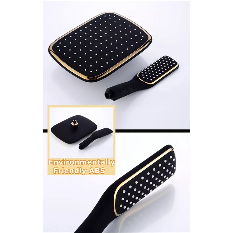 Bộ  sen cây tắm đứng nóng lạnh bằng đồng sơn tĩnh điện màu Đen Vàng cao cấp