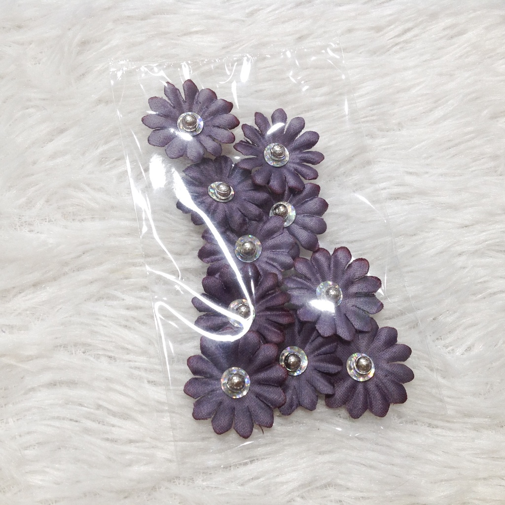 Gói hoa cúc vải đính cườm trai kết áo kim sa size 2.4CM trang trí váy đầm dài