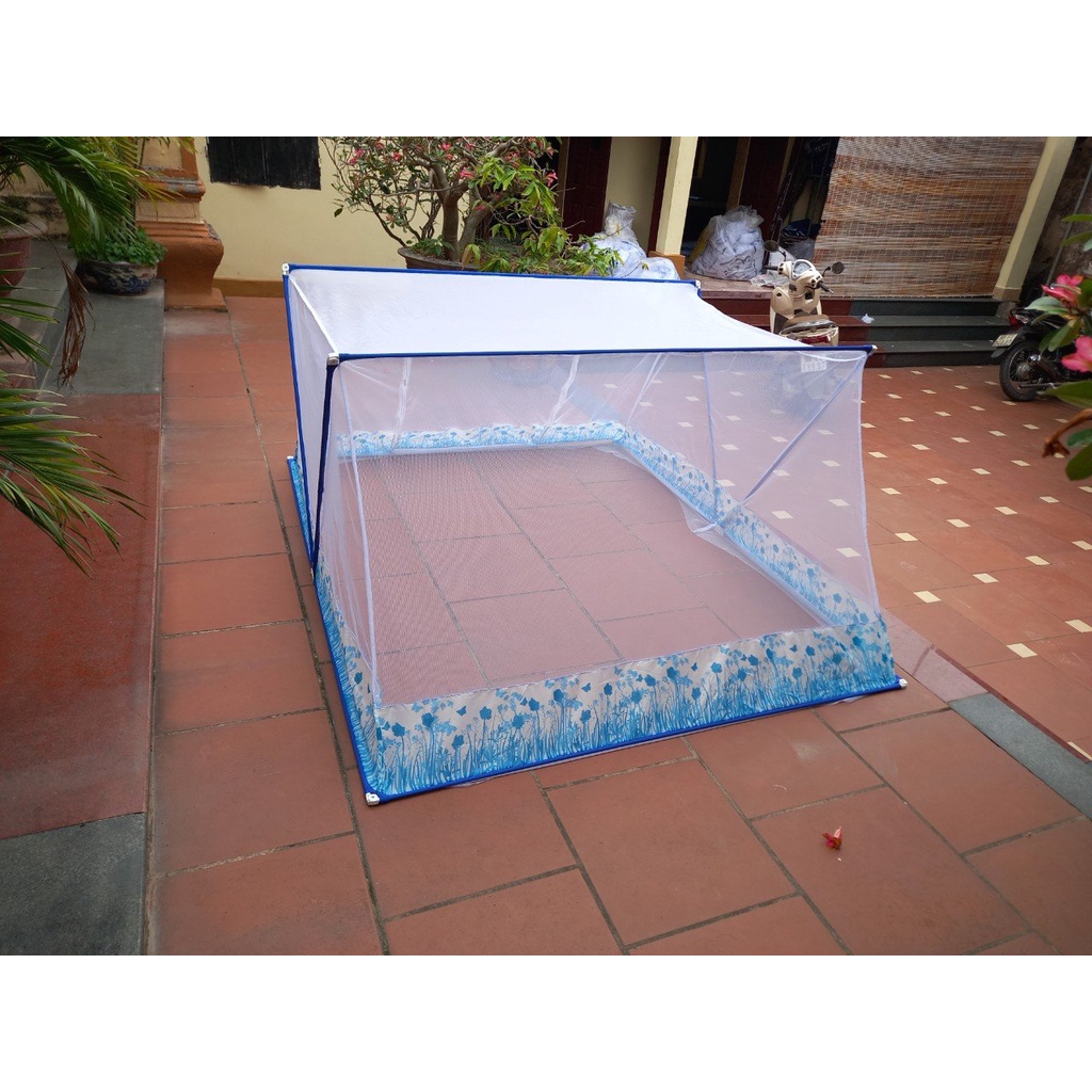 (HOT) Màn Mùng chụp gấp gọn thông minh khung INOX 304 có chân viền lụa 1m/1m2/1m4/1m6/1m8/2m