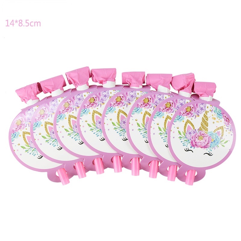Bộ Dụng Cụ Bàn Ăn Bằng Giấy Dùng Một Lần Họa Tiết Kỳ Lân Dễ Thương Cho Bé