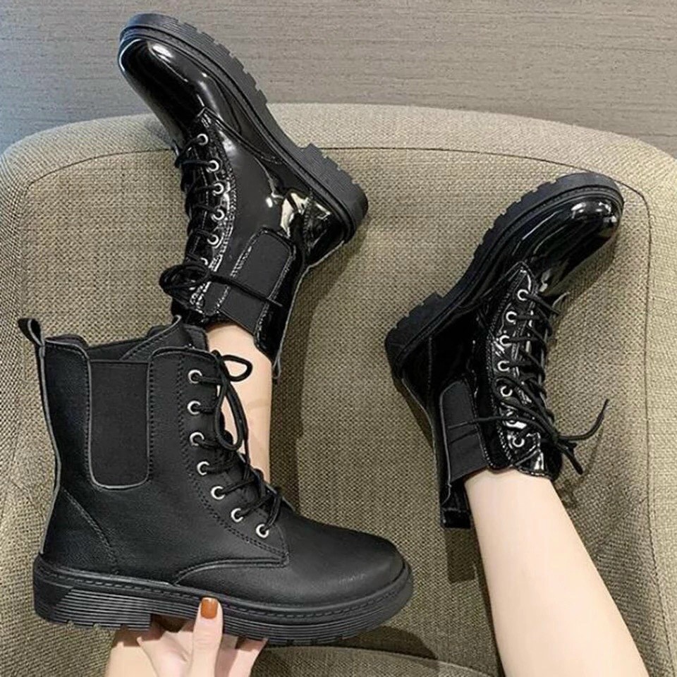 Giày boots nữ cổ lửng buộc dây phong cách Hàn quốc siêu hót trend