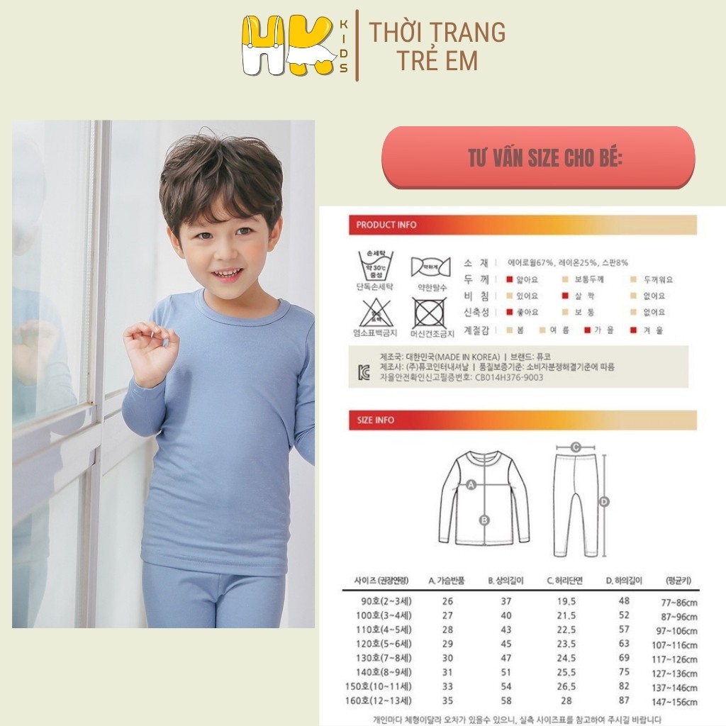 Bộ thu đông cho bé  PUCO chuẩn HÀN dáng body, chất pettit cao cấp co giãn 4 chiều mềm mịn (sz 2- 13 tuổi) - HK KIDS