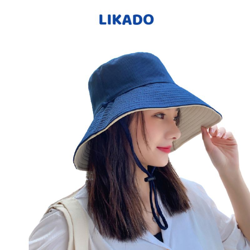 Mũ bucket nữ trơn 2 mặt LIKADO vành rộng 2 mặt chống nắng đi biển MU03