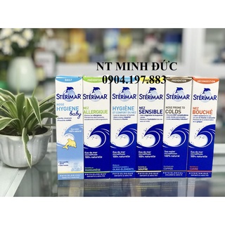 Xịt Mũi Muối Biển cao cấp Sterimar Pháp - Xịt muối biển cá heo cam, vàng, xanh lá, nâu, xanh nước biển