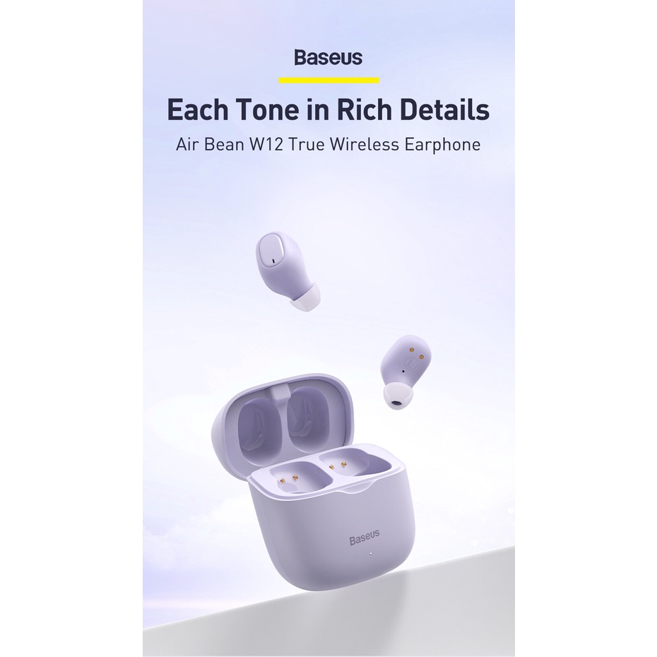 Tai nghe không dây Baseus W12/ Bluetooth 5.1/ âm thanh nổi cho iPhone 13 Pro Max/ chơi game cảm ứng của Samsung Xiaomi