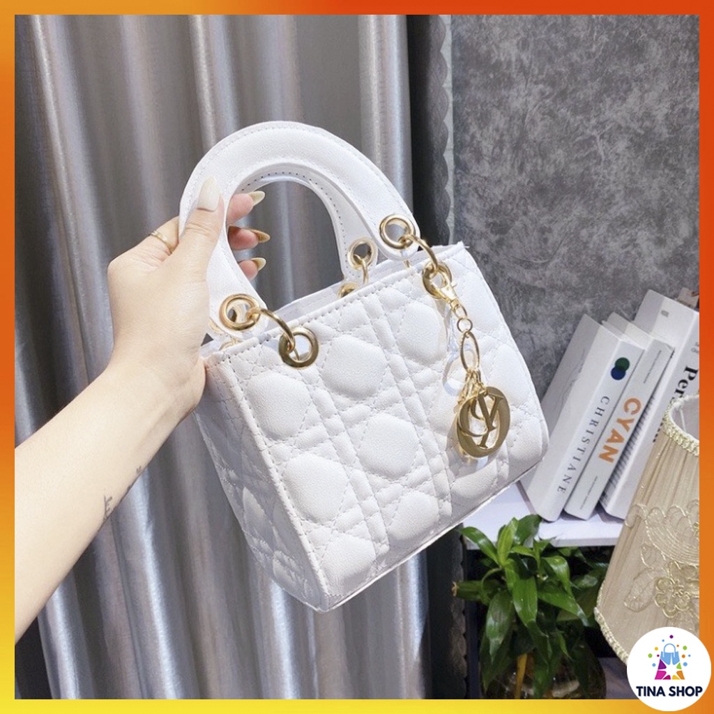 Túi dio💘Túi vuông 5 ô da  size 20cm chùm vàng TX96