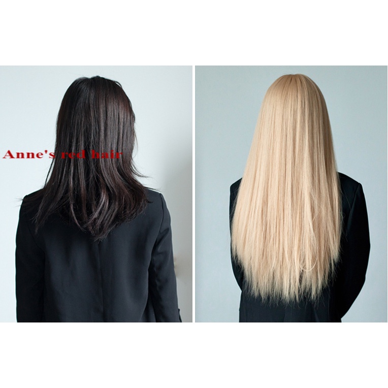 Bộ tóc giả dài thẳng nhuộm màu đỏ phong cách thời trang cho nữ