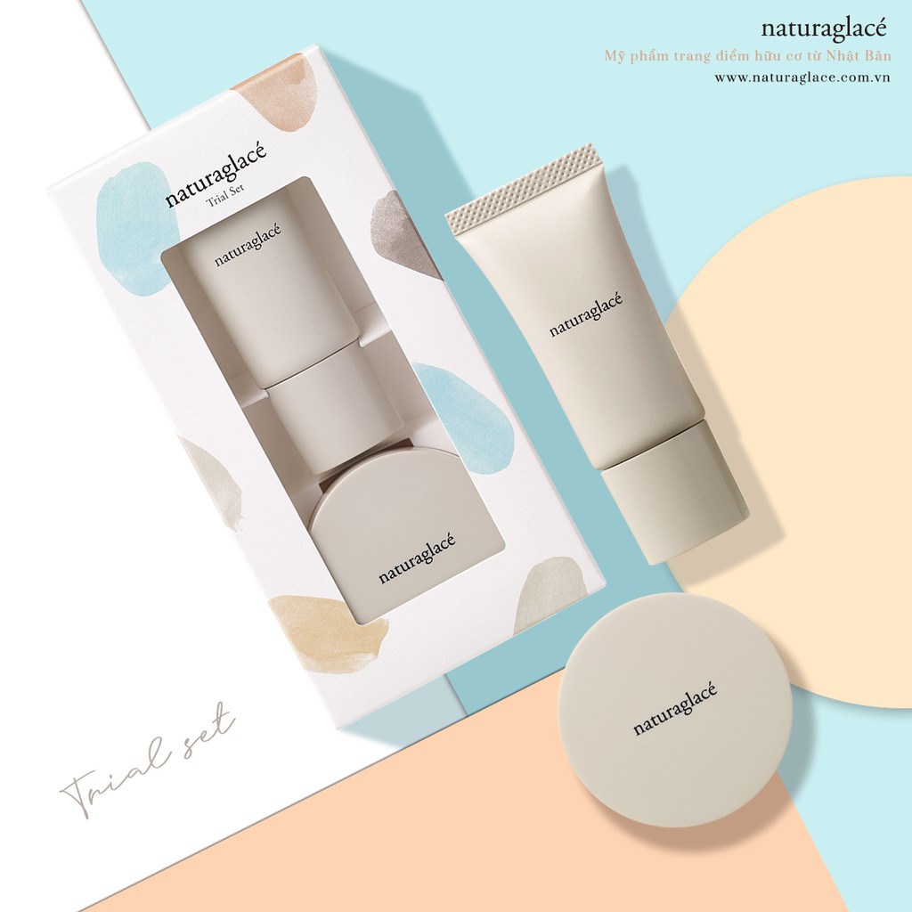 Bộ mỹ phẩm hữu cơ Kem nền dưỡng da & Phấn phủ chống nắng naturaglacé mini size