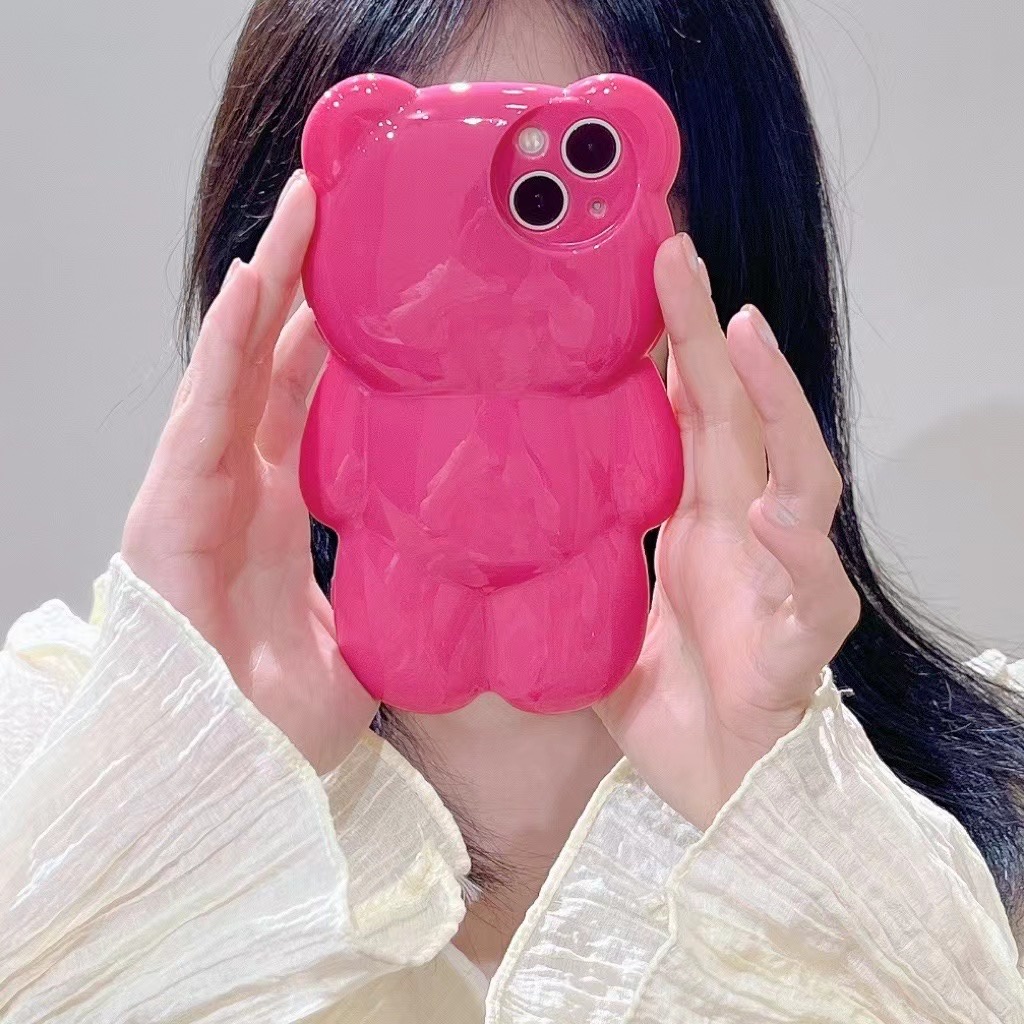 Ốp Điện Thoại Mềm Họa Tiết Hoa Hồng Và Gấu 3D Dễ Thương Cho Iphone 12 pro max 11 pro max xs max xr x 13proamx plus