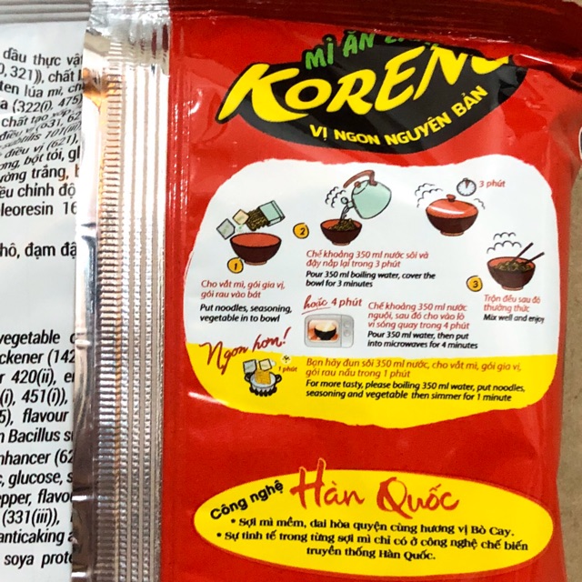 Túi Mì Koreno Up 3 Phút Vị Bò Cay, Vị Kim Chi 75g Paldo Đặc sản 3 miền Amaxi | BigBuy360 - bigbuy360.vn