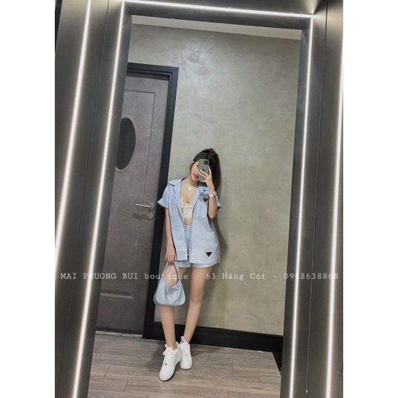 Sét bộ cổ vest thể thao cộc kèm tag