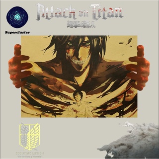 Poster trang trí nội thất hình Attack On Titan Eren Jaeger and His Titan 50x35cm