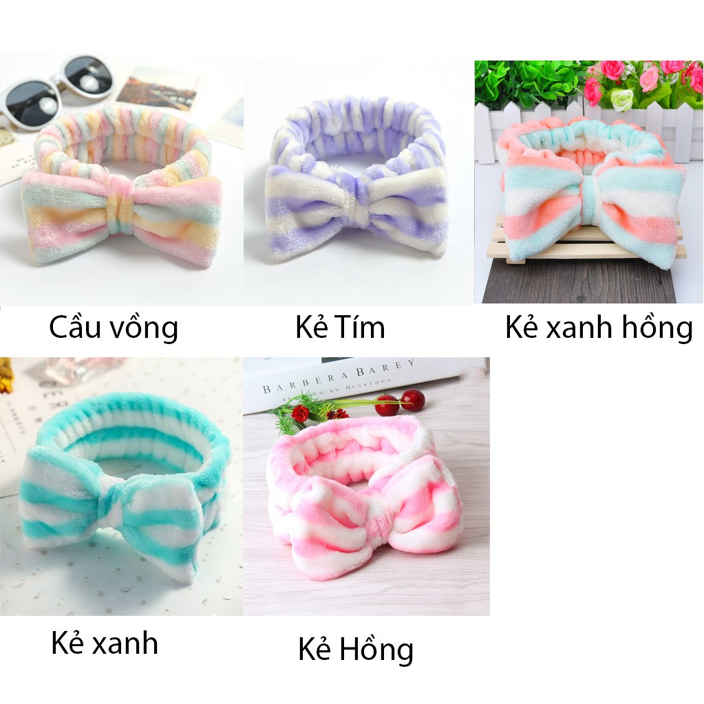 Băng đô nơ vải nhung 3D rửa mặt mềm mịn, bờm tóc turban rửa mặt siêu mềm mịn, ôm sát, không gây đau đầu