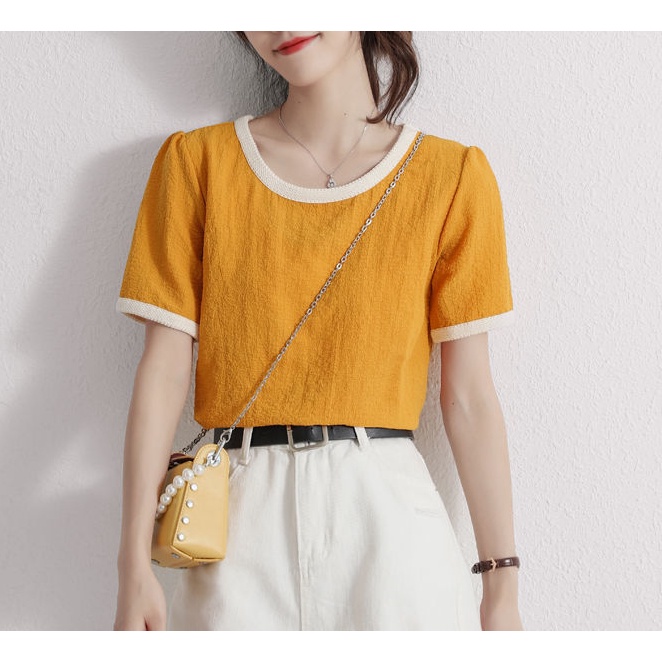 AMOI Áo Sơ Mi Chiffon Tay Ngắn Phong Cách Thời Trang Hàn Quốc Dành Cho Nữ