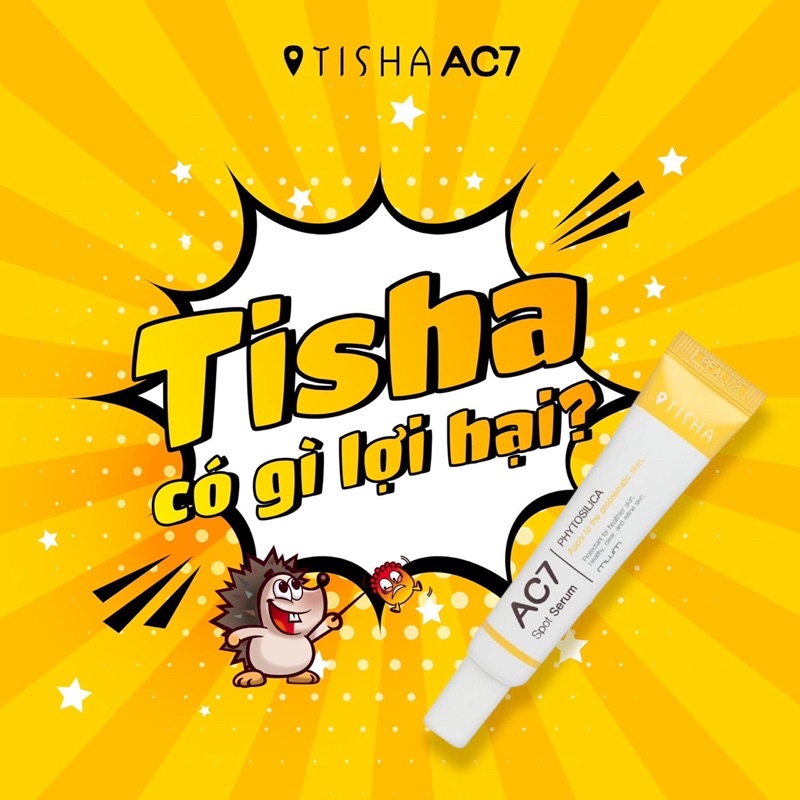 Serum Siêu Vi Kim Trị Mụn Tisha AC7 (Tuýp - 15ml) tặng 1 vỉ 3ml